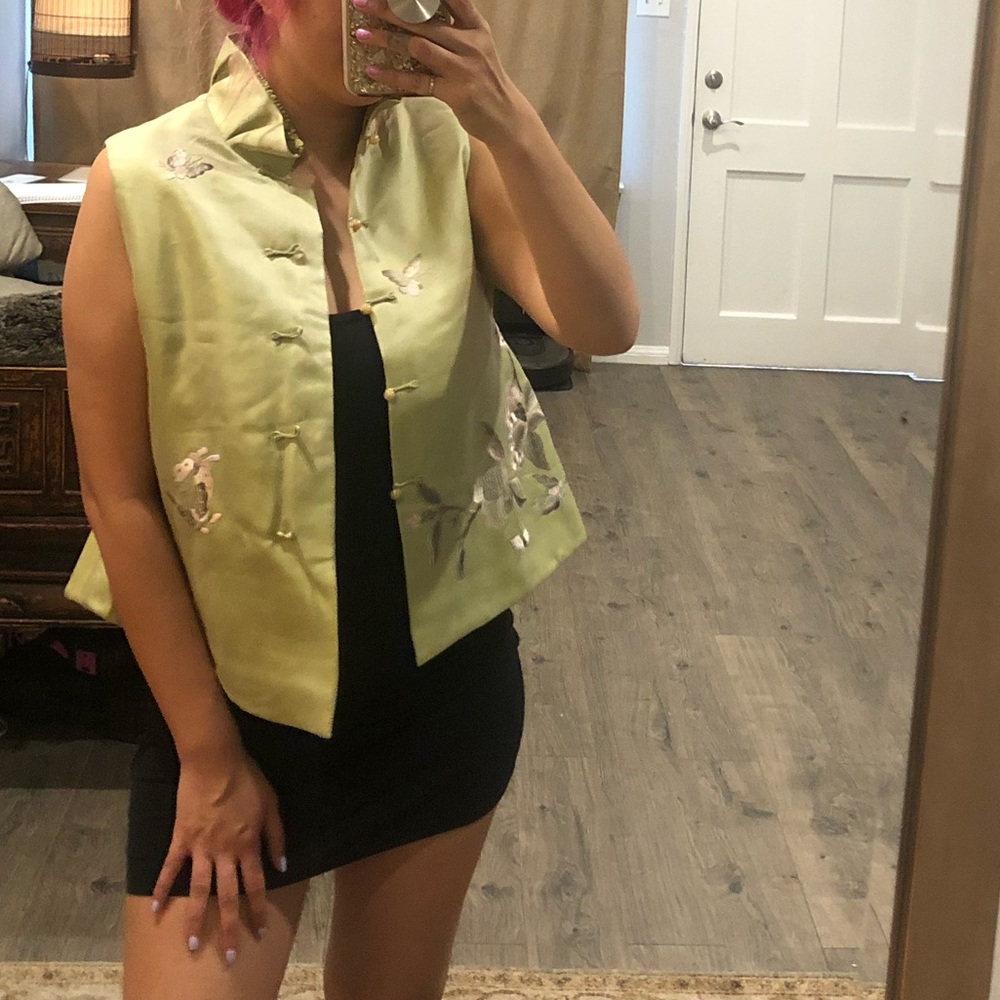 VINTAGE | 100% Silk Embroidered A-Line Vest